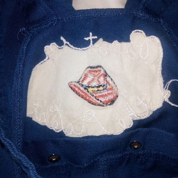 VTG 80's Kid Kountry Blue Embroidered Overalls - Picture 3 of 6